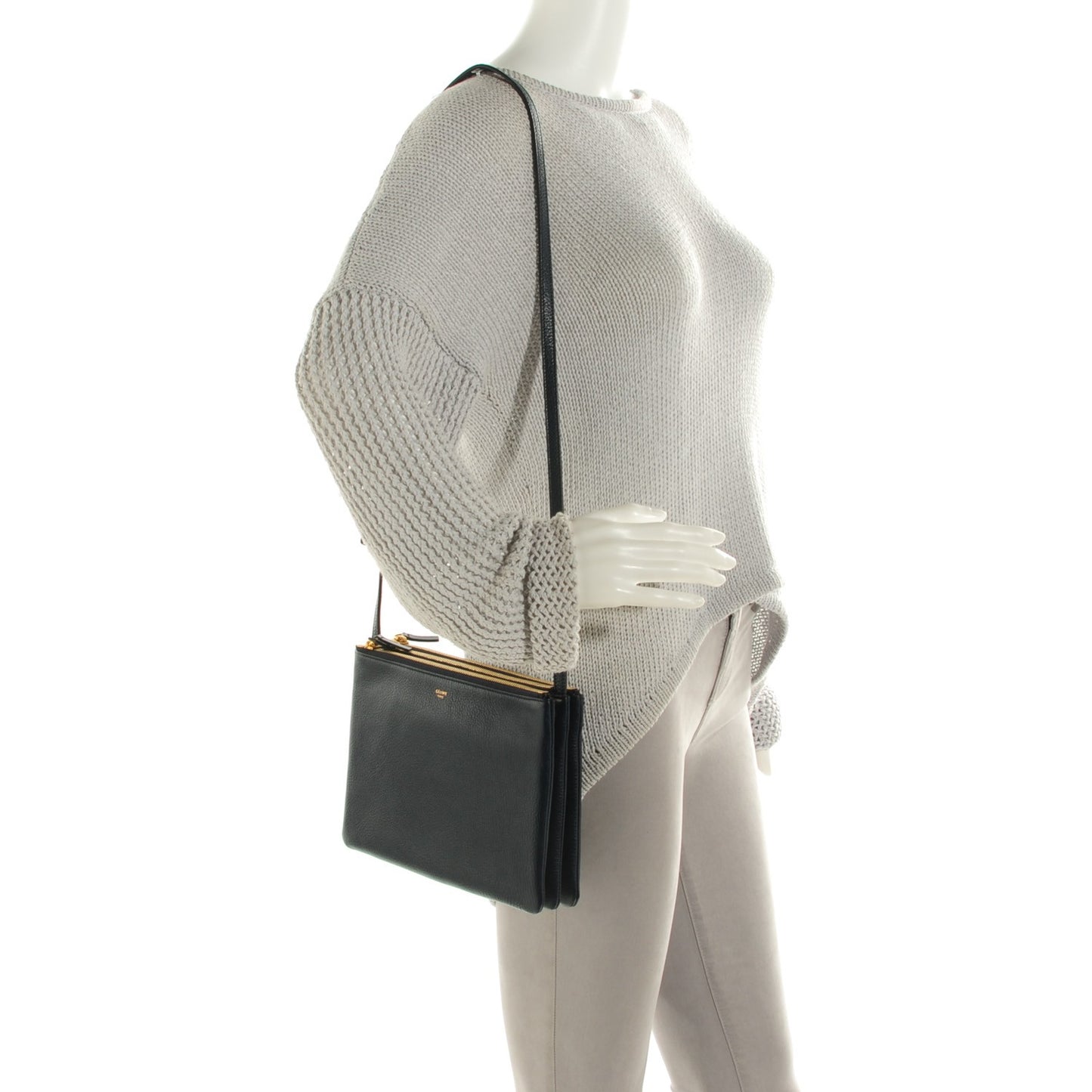 Goatskin Large Trio Crossbody Bag Dark Blue