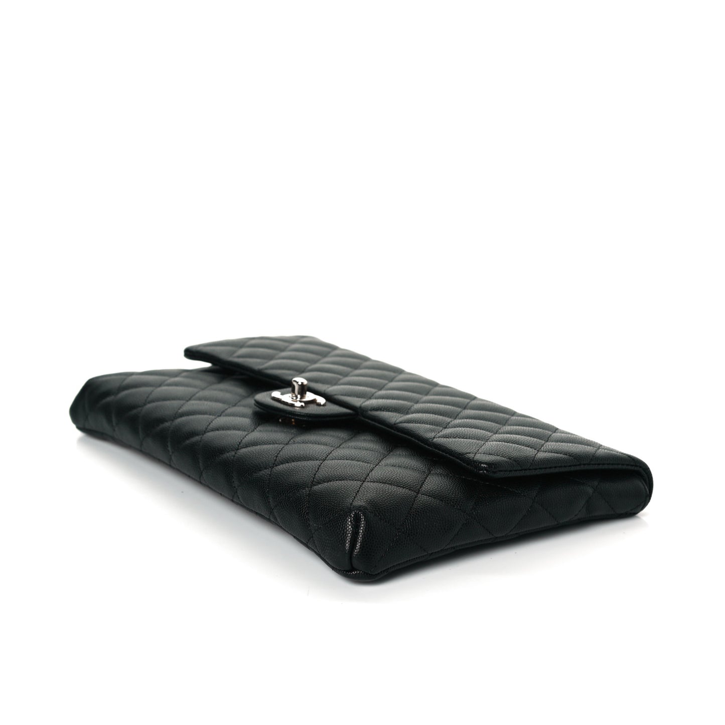 Caviar Quilted Flap Clutch Black