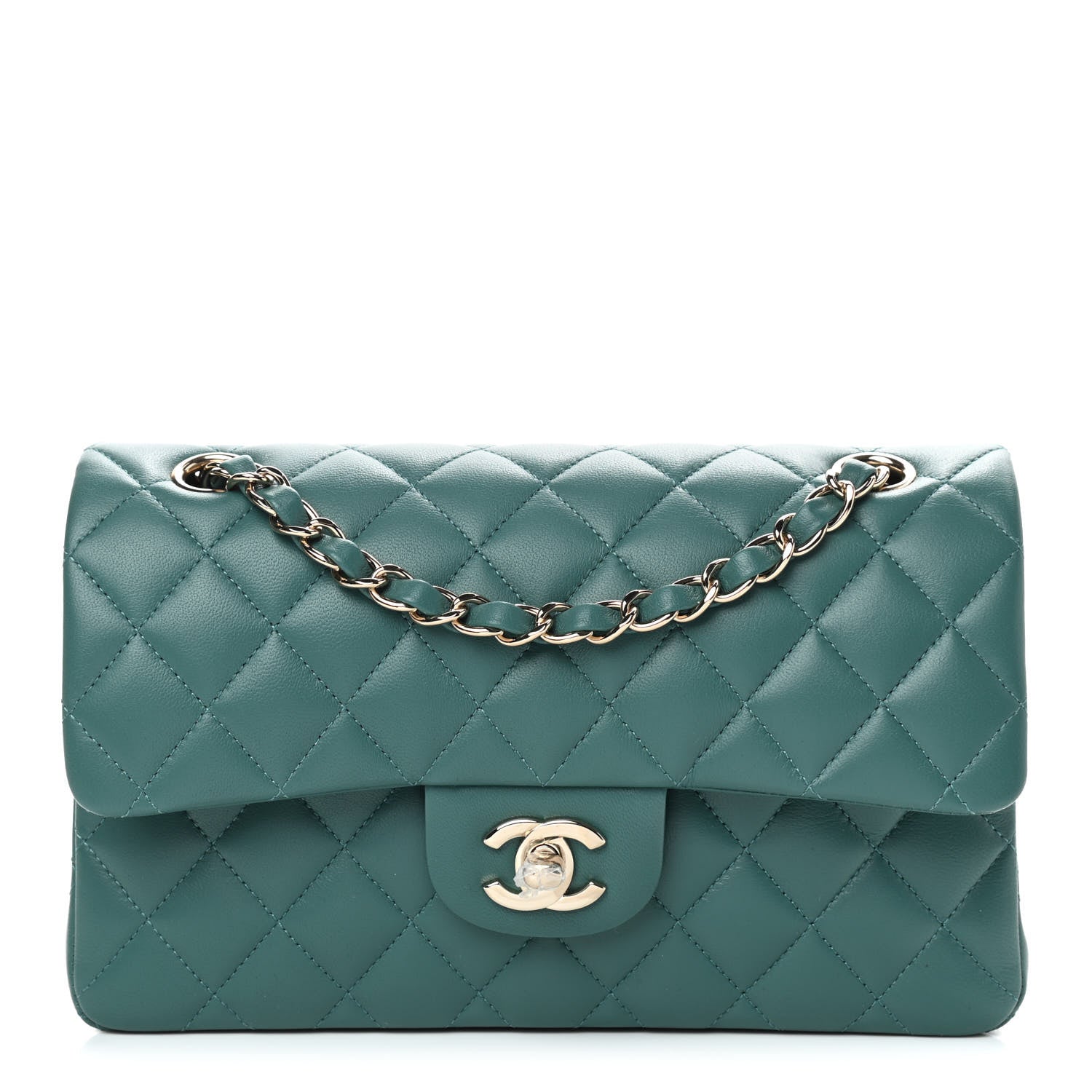 Chanel Lambskin Quilted Small Double Flap Green 1 of 9