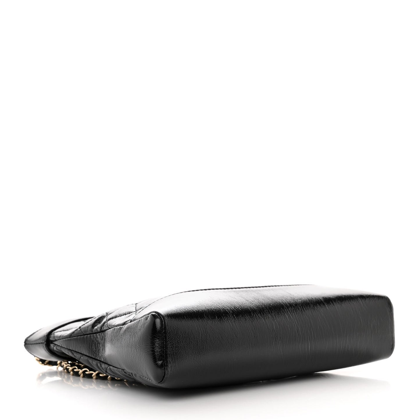 Shiny Crumpled Calfskin Quilted Mini 31 Shopping Bag Black