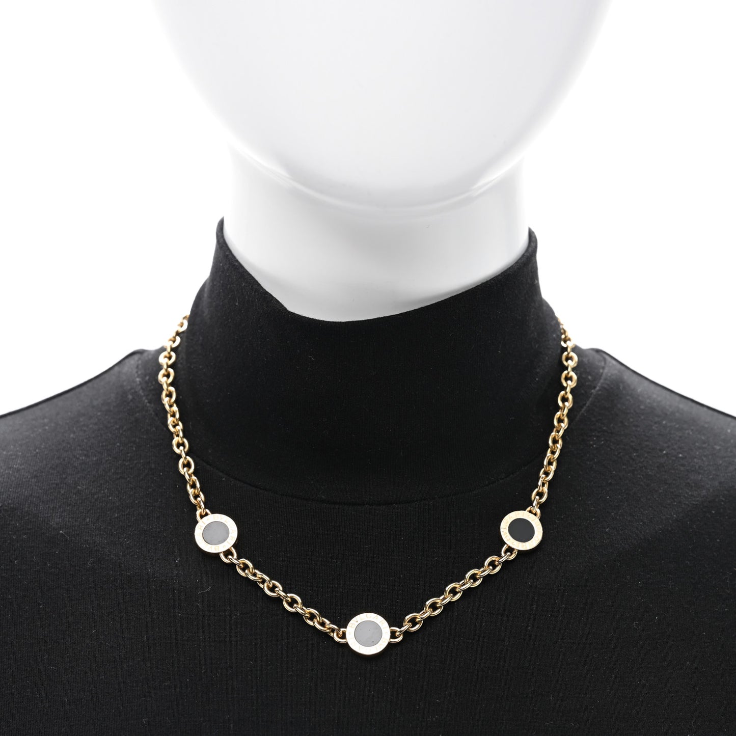 18K Yellow Gold Black Onyx BVLGARI BVLGARI Station Necklace