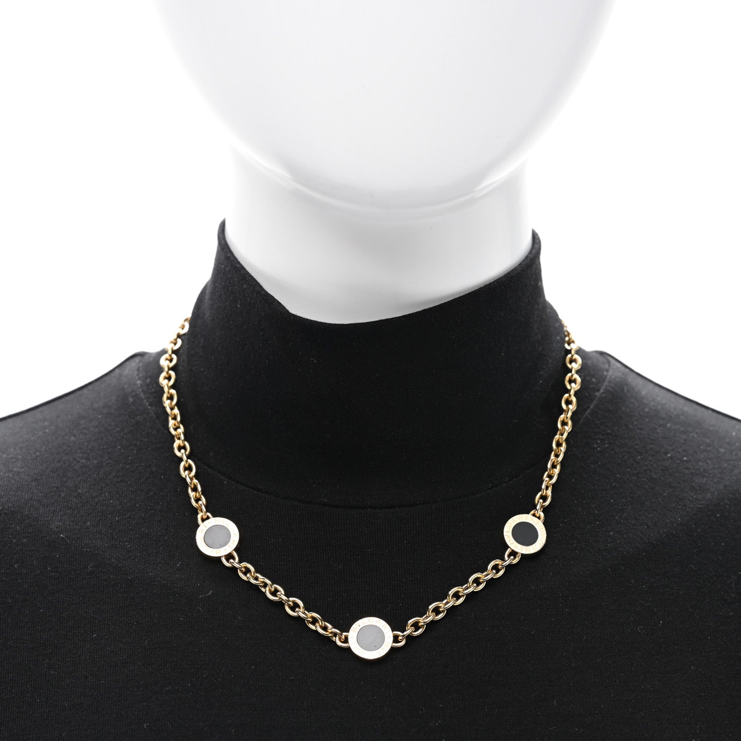 Bulgari 18K Yellow Gold Black Onyx BVLGARI BVLGARI Station Necklace 2 of 5