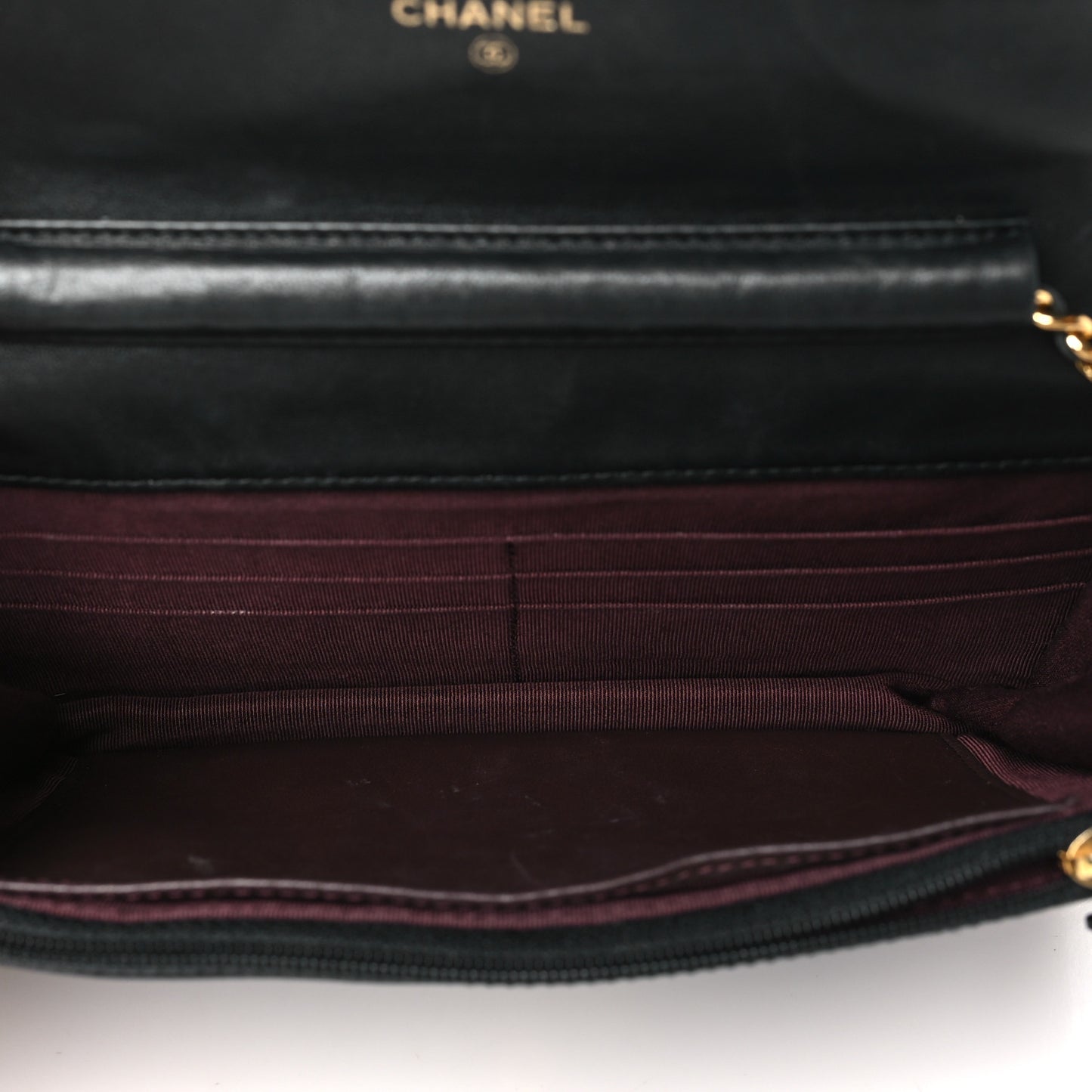 Lambskin Quilted Wallet On Chain WOC Black