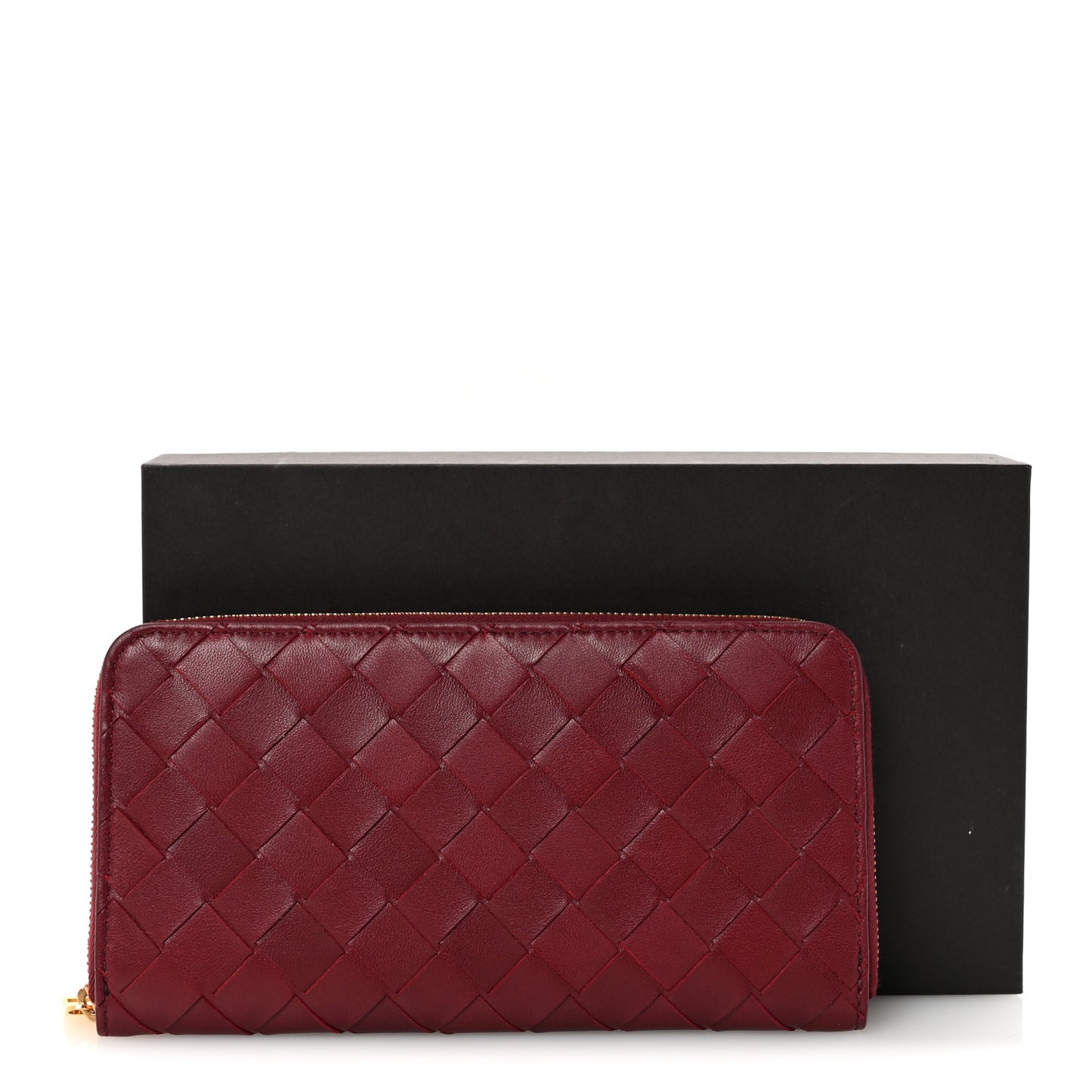 Nappa Intrecciato Zip Around Wallet Barolo