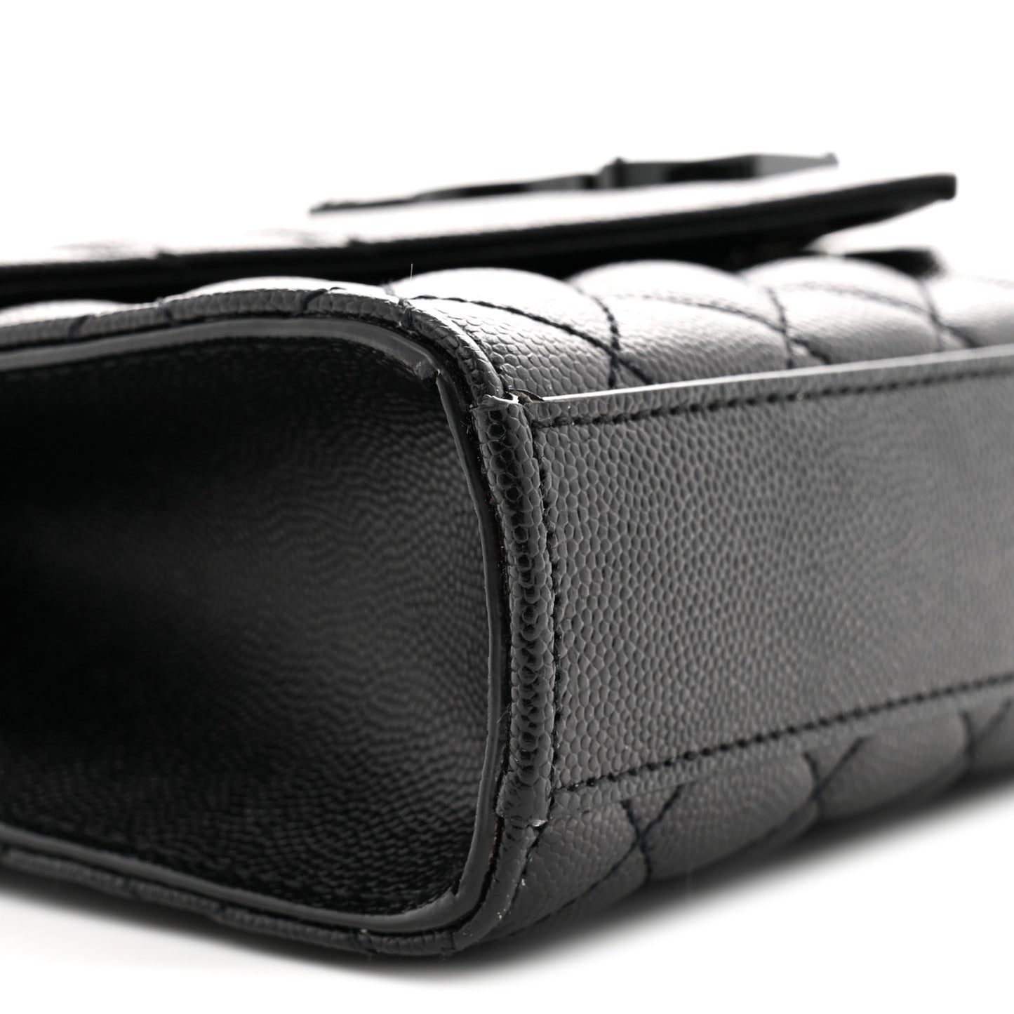 Grain De Poudre Textured Mixed Matelasse Triquilt Small Monogram Monochrome Satchel Black