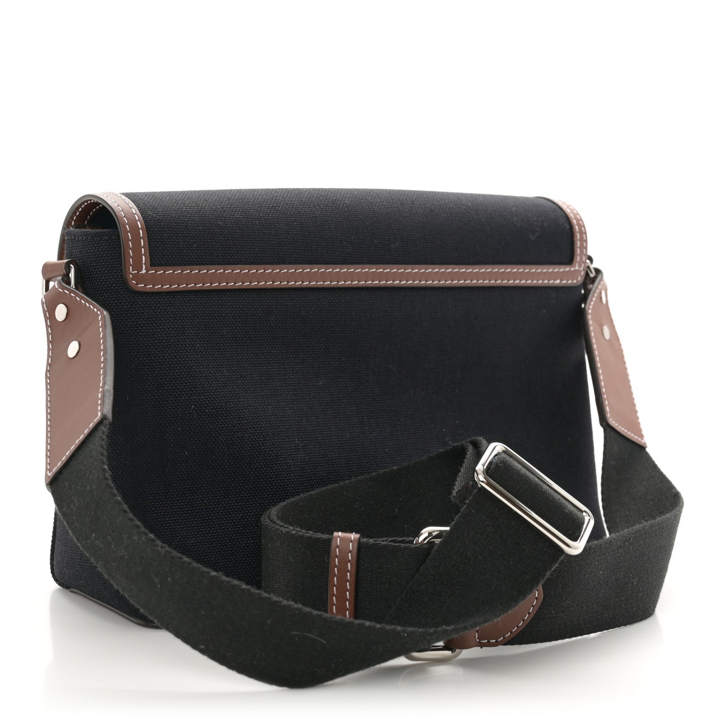 Canvas Horseferry Print Note Crossbody Bag Black Tan