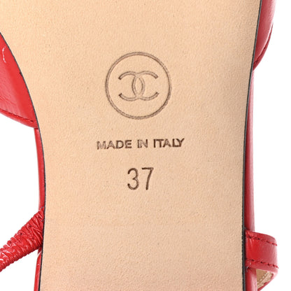 Chanel Lambskin Grosgrain Coco Cap Toe CC Slingback Flats 37 Red Black 6 of 8