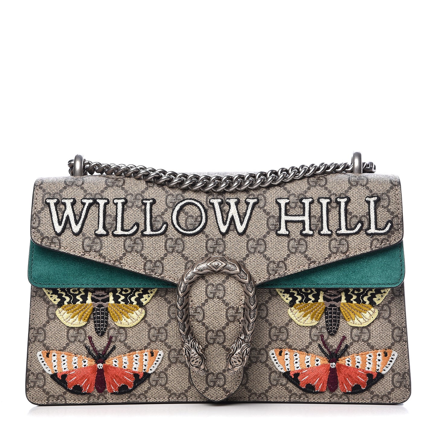 GG Supreme Monogram Willow Hill Embroidered Small Dionysus Shoulder Bag Emerald