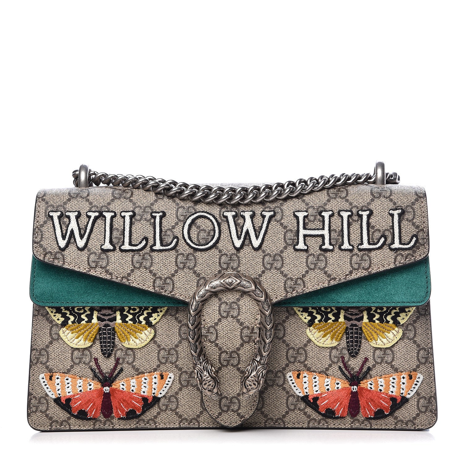 Gucci GG Supreme Monogram Willow Hill Embroidered Small Dionysus Shoulder Bag Emerald 1 of 16