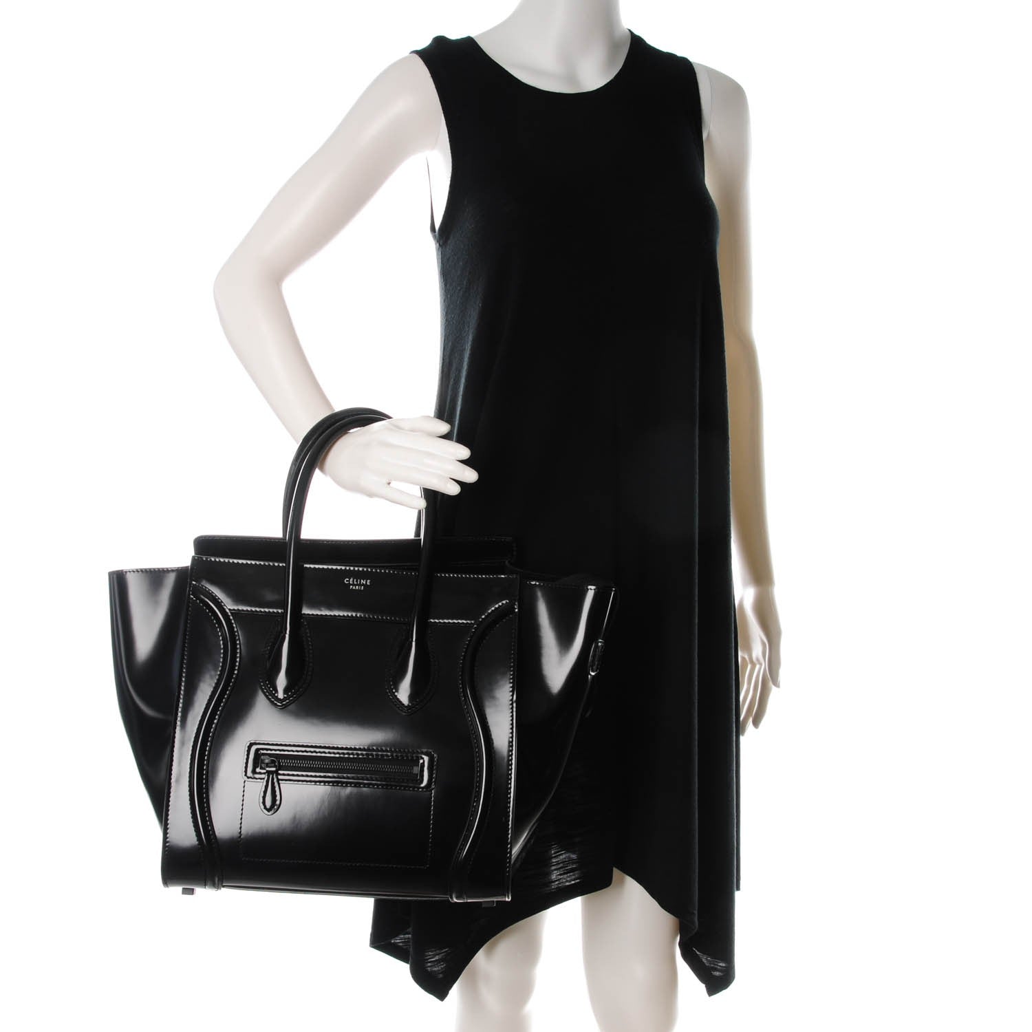 Celine Spazzolato Calfskin Mini Luggage Black 2 of 7