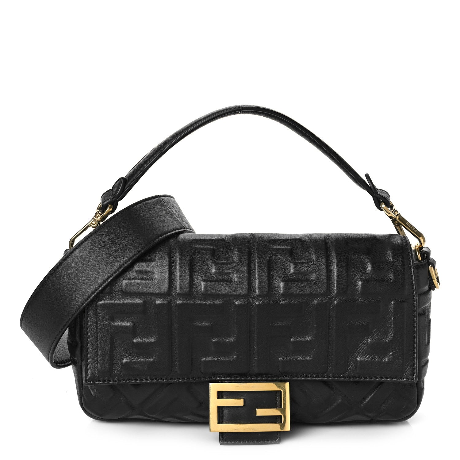 Fendi Nappa FF 1974 Embossed Baguette Black 1 of 9