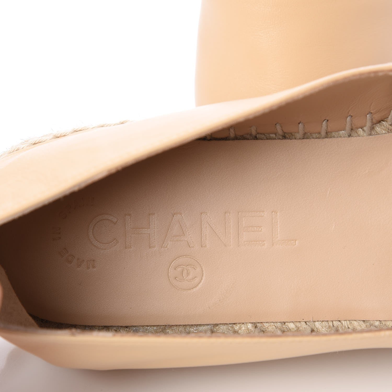 Chanel Lambskin CC Espadrilles 38 Beige Black 6 of 9