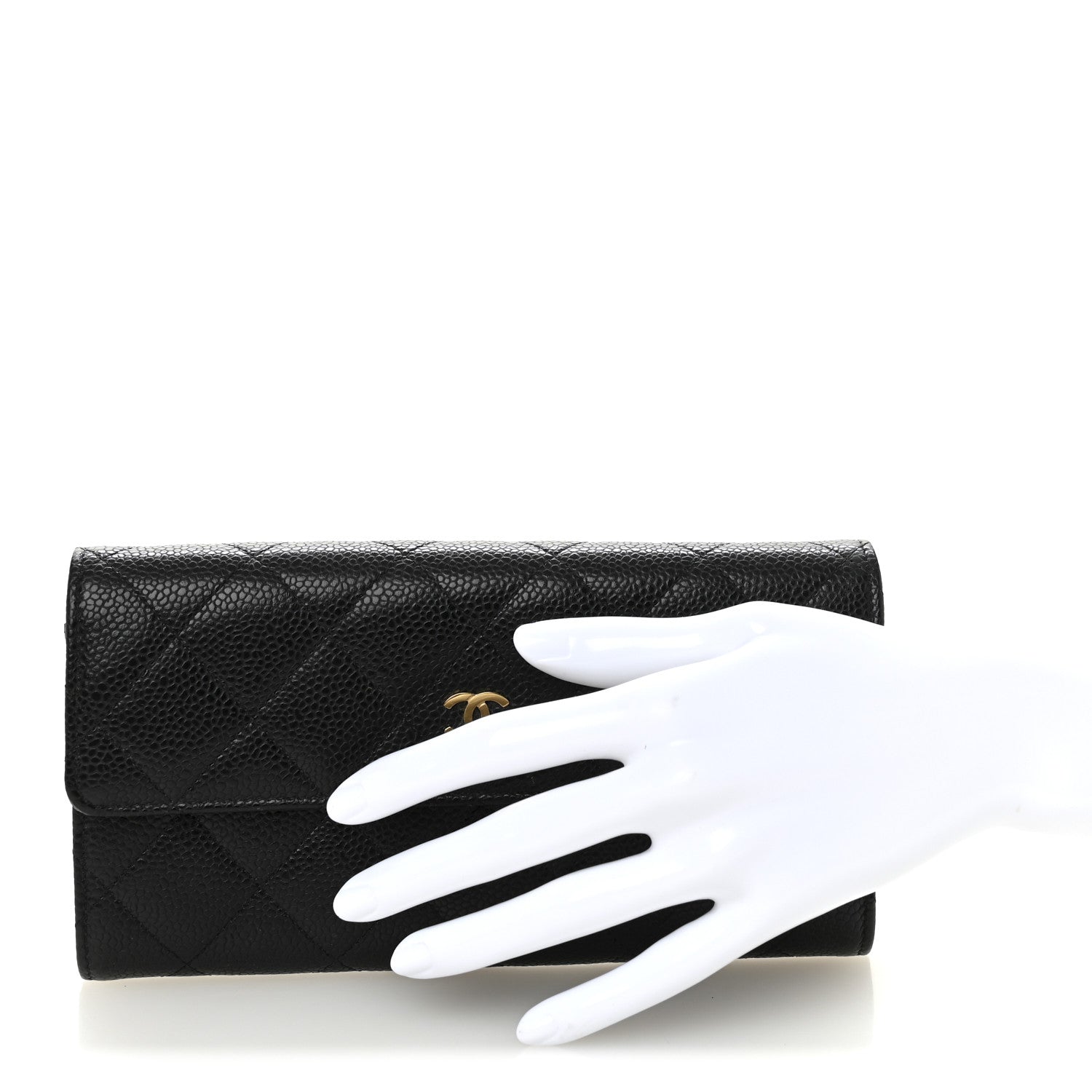 Chanel Caviar Quilted Large Gusset Flap Wallet Black 2 of 11