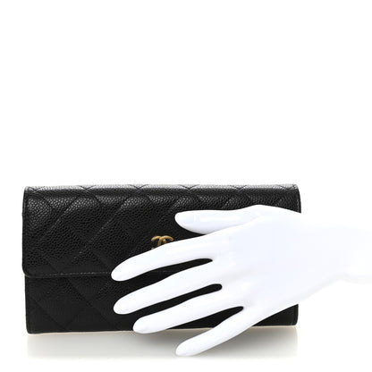 Chanel Caviar Quilted Large Gusset Flap Wallet Black 2 of 11