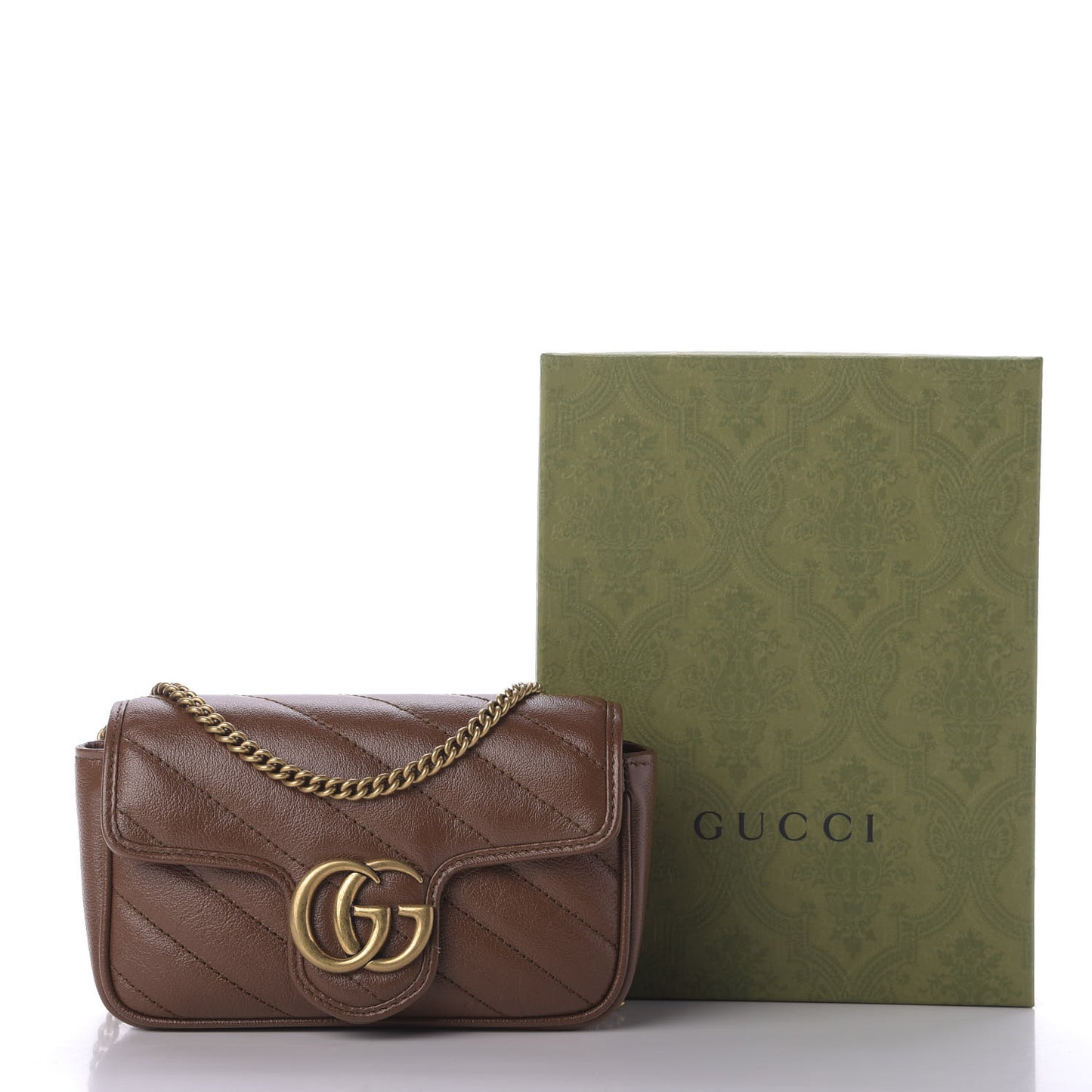 Azalea Calfskin Matelasse Diagonal Super Mini GG Marmont Shoulder Bag Cuir