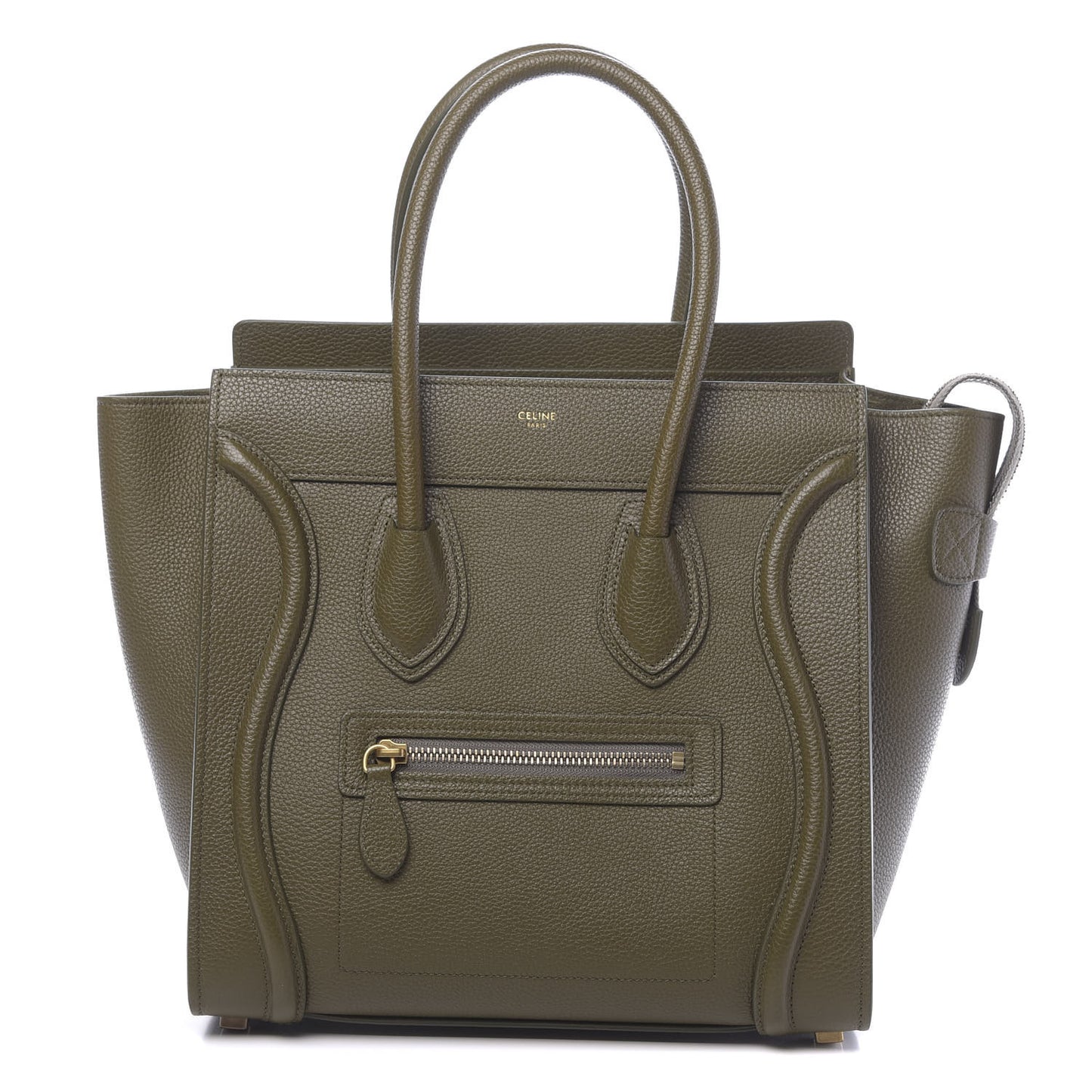 Drummed Calfskin Micro Luggage Dark Olive