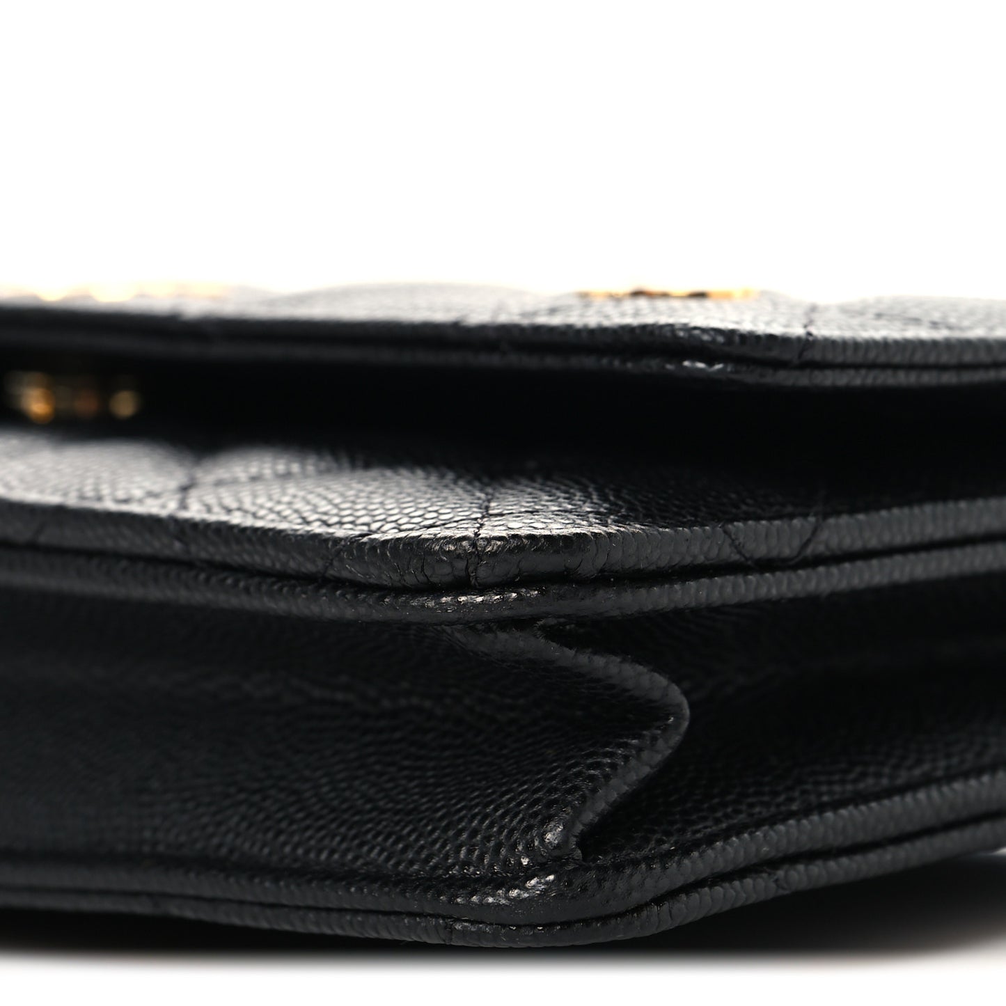 Caviar Quilted Enamel Coco Casino Wallet On Chain WOC Black