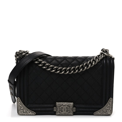 Chanel Calfskin Quilted Metal Embellished Paris Dallas Medium Boy Flap Black 1 of 10