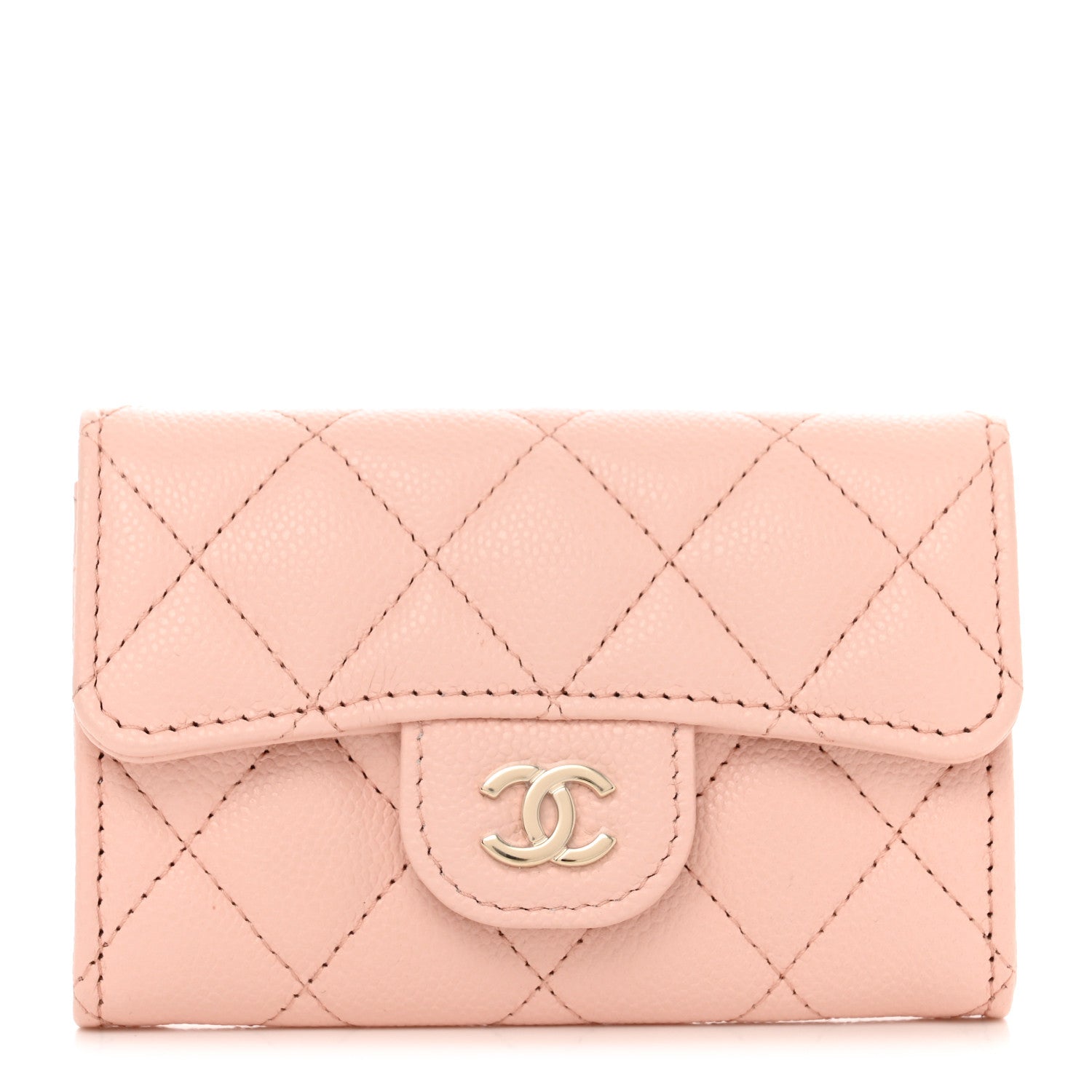 Chanel Caviar Quilted Flap Card Holder Wallet Light Pink 1 of 8