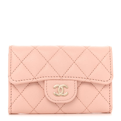 Chanel Caviar Quilted Flap Card Holder Wallet Light Pink 1 of 8