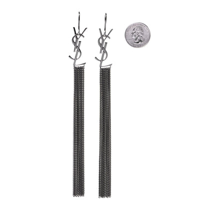 Saint Laurent Brass Monogram Chain Earrings 2 of 4