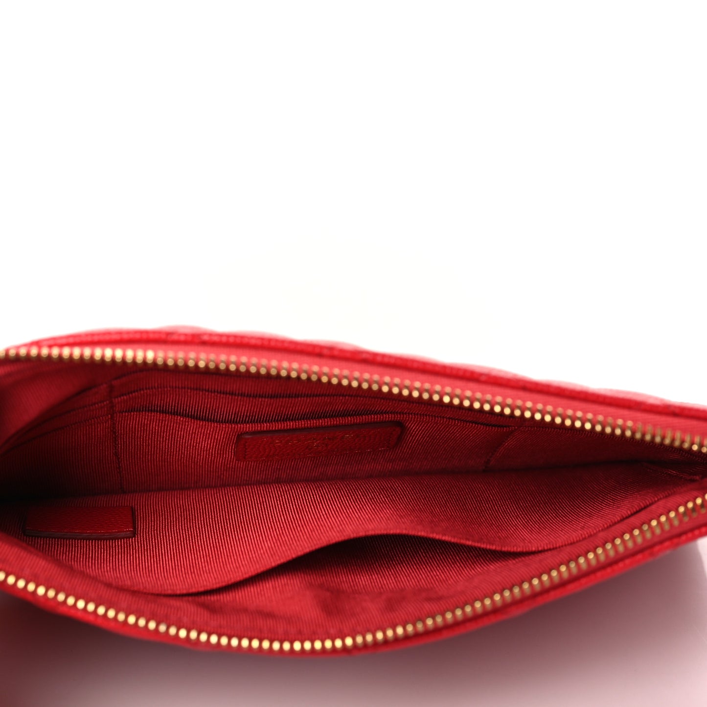 Shiny Caviar Quilted Cosmetic Case Red