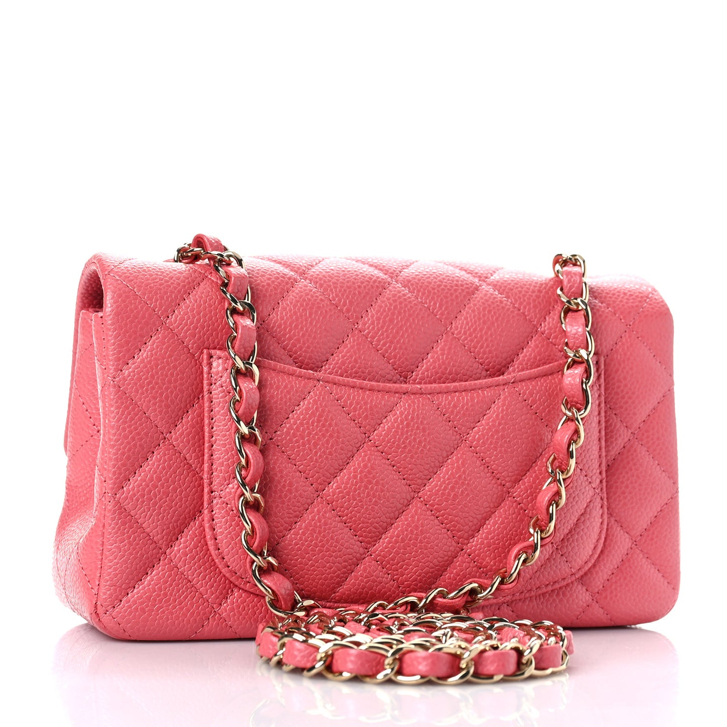 Caviar Quilted Mini Rectangular Flap Dark Pink