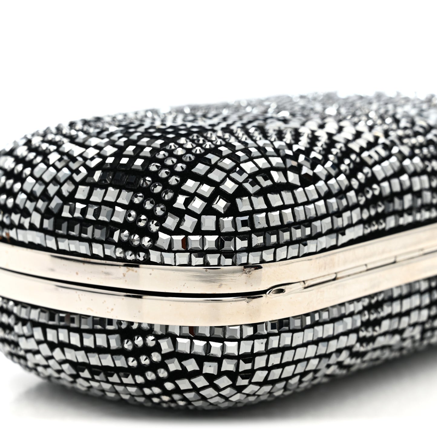 Crystal Knuckle Clutch Charm Silver Black Silver