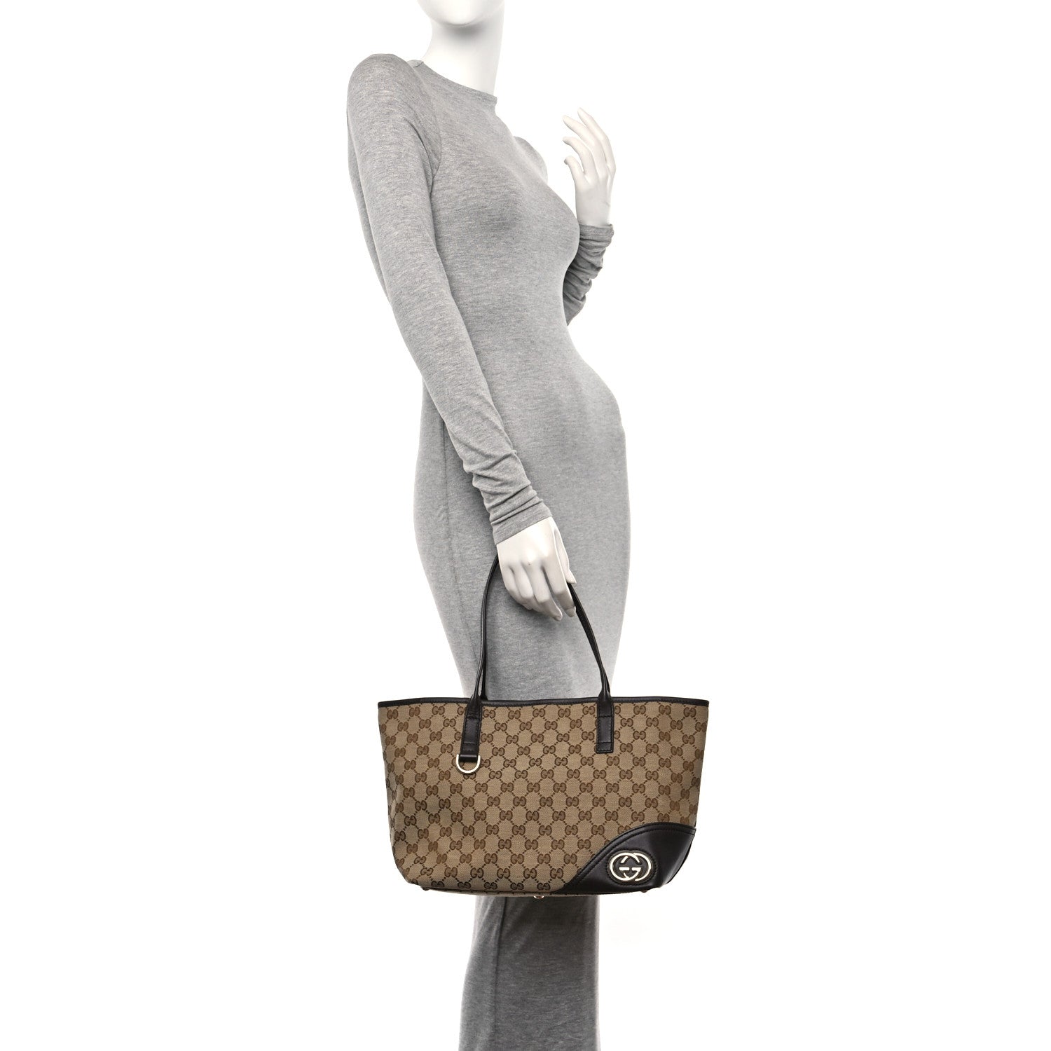 Gucci Monogram Medium New Britt Tote Brown 2 of 12