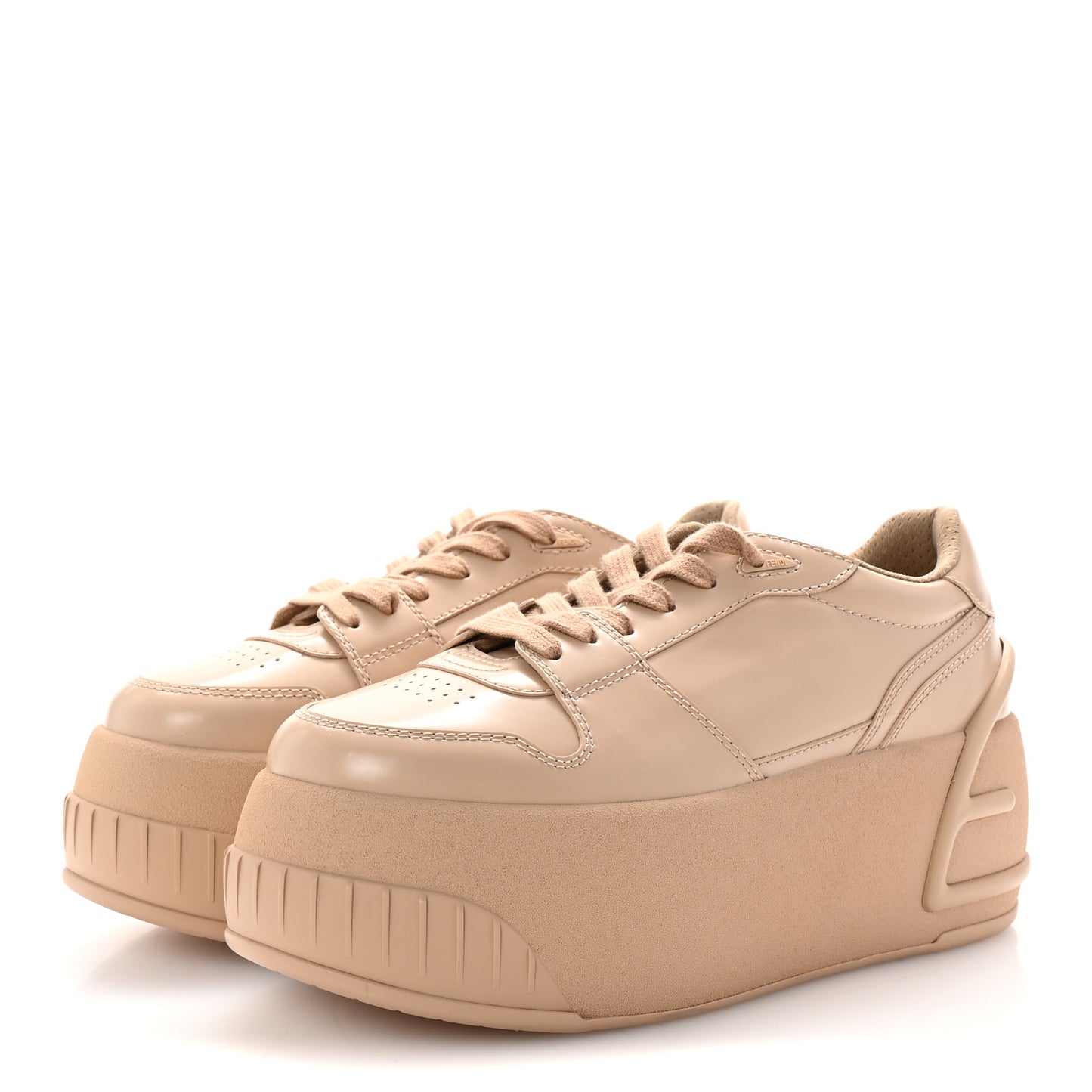Calfskin Fashion Show Platform Sneakers 38.5 40 Beige
