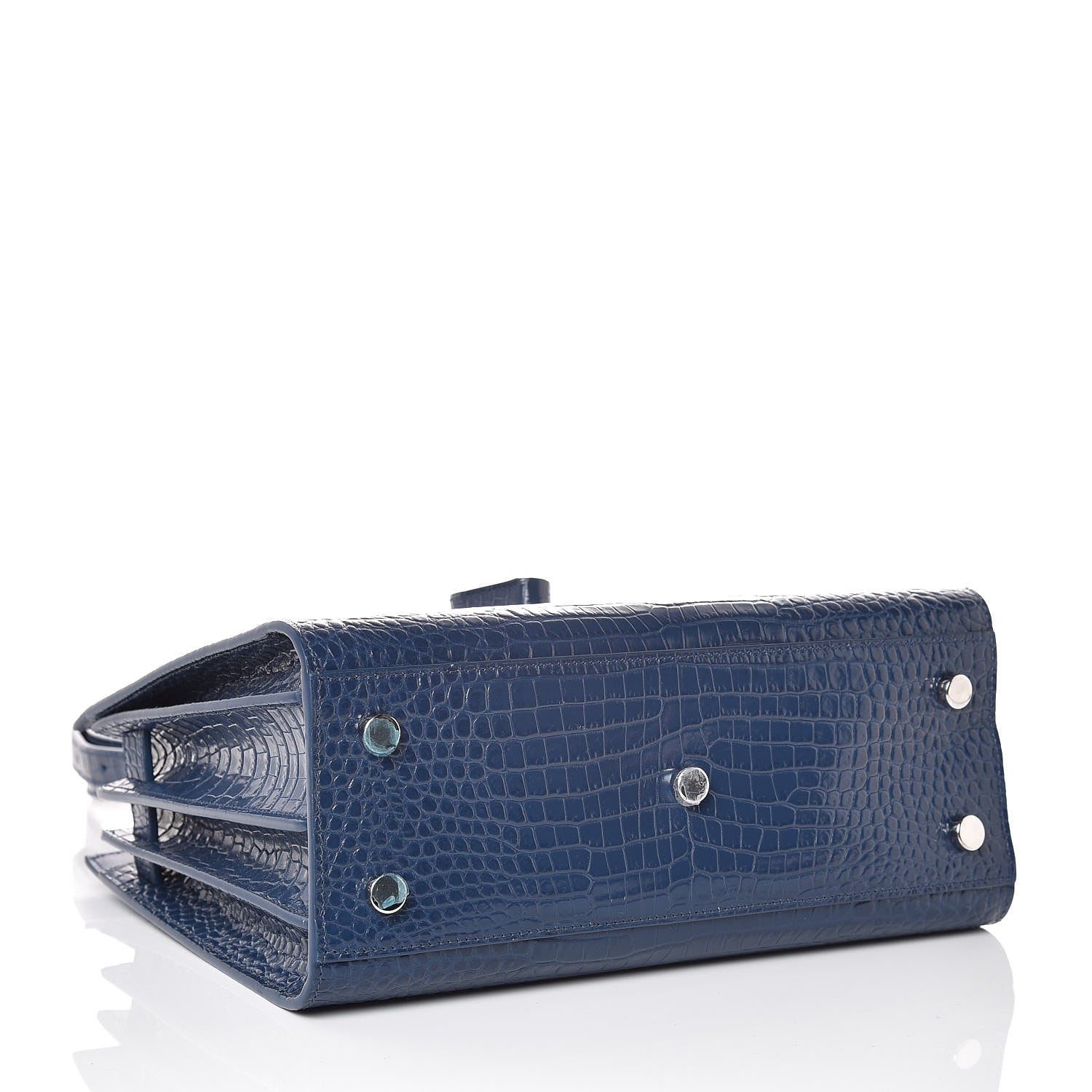 Saint Laurent Calfskin Crocodile Embossed Baby Sac De Jour Denim 4 of 9