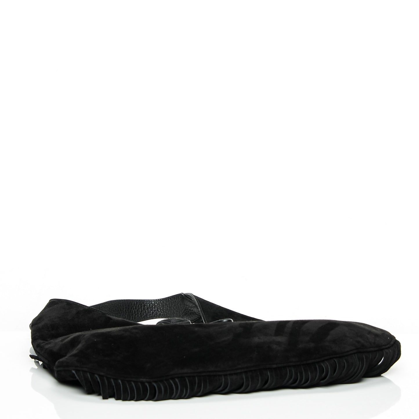 Suede Large New Jackie Nouveau Fringe Hobo Black