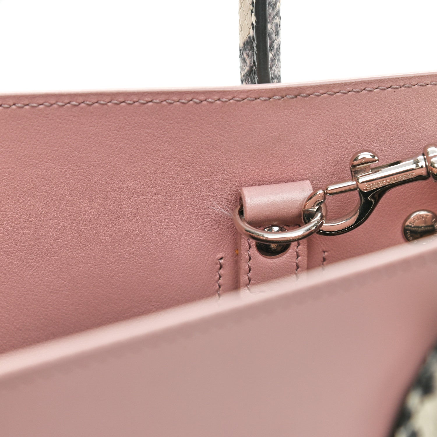 Saint Laurent Calfskin Embossed Python Baby Sac De Jour Powder Pink 9 of 10