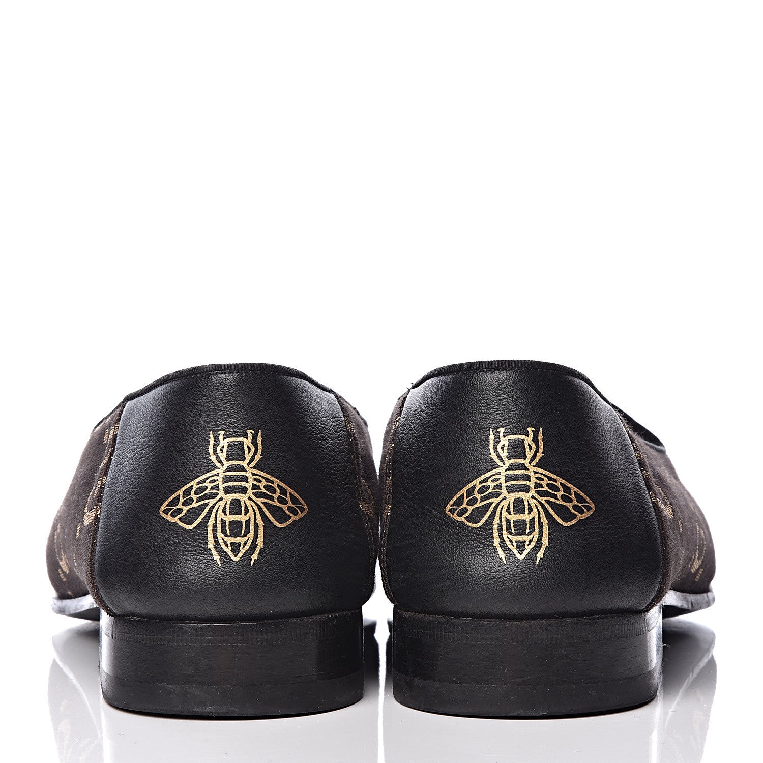 Gucci Calfskin Canvas Mens Chambre des Squelettes Loafers 8 Brown Black 14 of 15