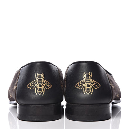 Gucci Calfskin Canvas Mens Chambre des Squelettes Loafers 8 Brown Black 14 of 15
