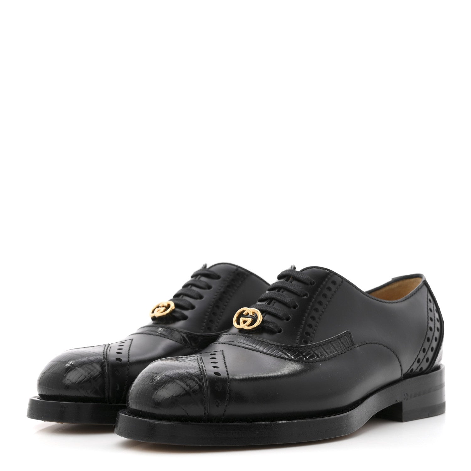 Gucci Glossy Calfskin Tejus Womens Lace Up Loafers 35 Black 4 of 10