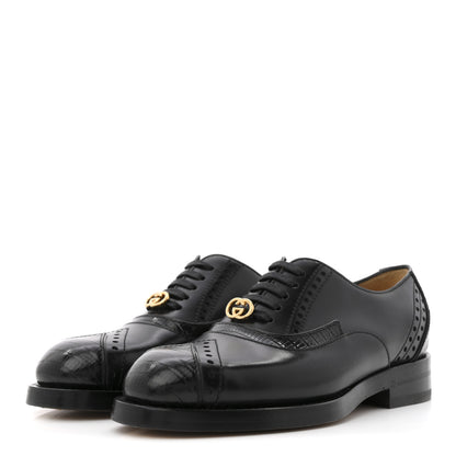 Gucci Glossy Calfskin Tejus Womens Lace Up Loafers 35 Black 4 of 10
