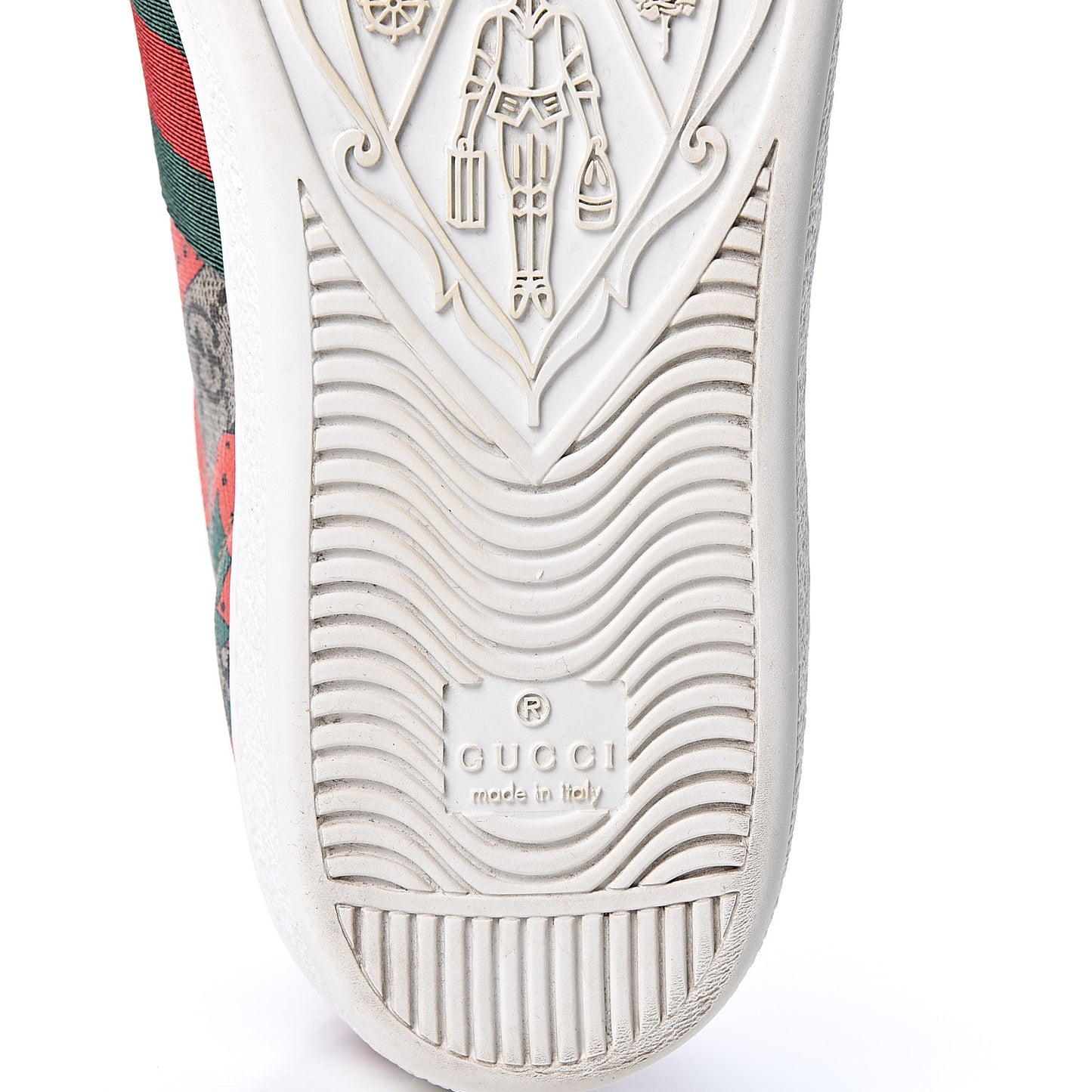 GG Supreme Monogram Strawberry Web Womens Ace Sneakers 39 Beige Multicolor Red Green