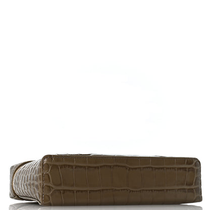 Chanel Calfskin Crocodile Embossed Top Handle Trapeze Small Vanity Case With Chain  Dark Khaki 4 of 10