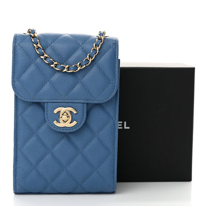 Chanel Caviar Quilted Classic Phone Holder Blue 13 of 13