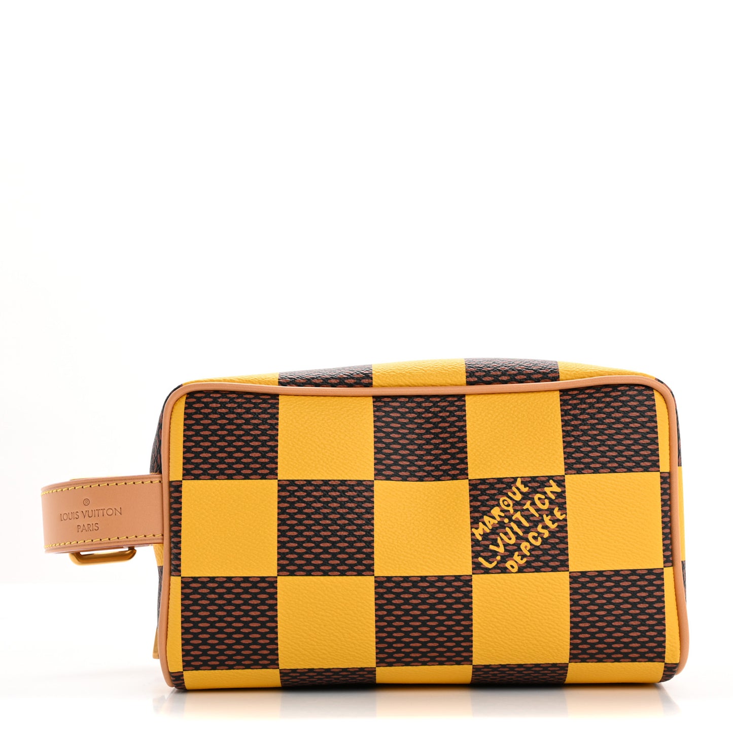 Damier Pop Dopp Kit Toilet Pouch Jaune Mat
