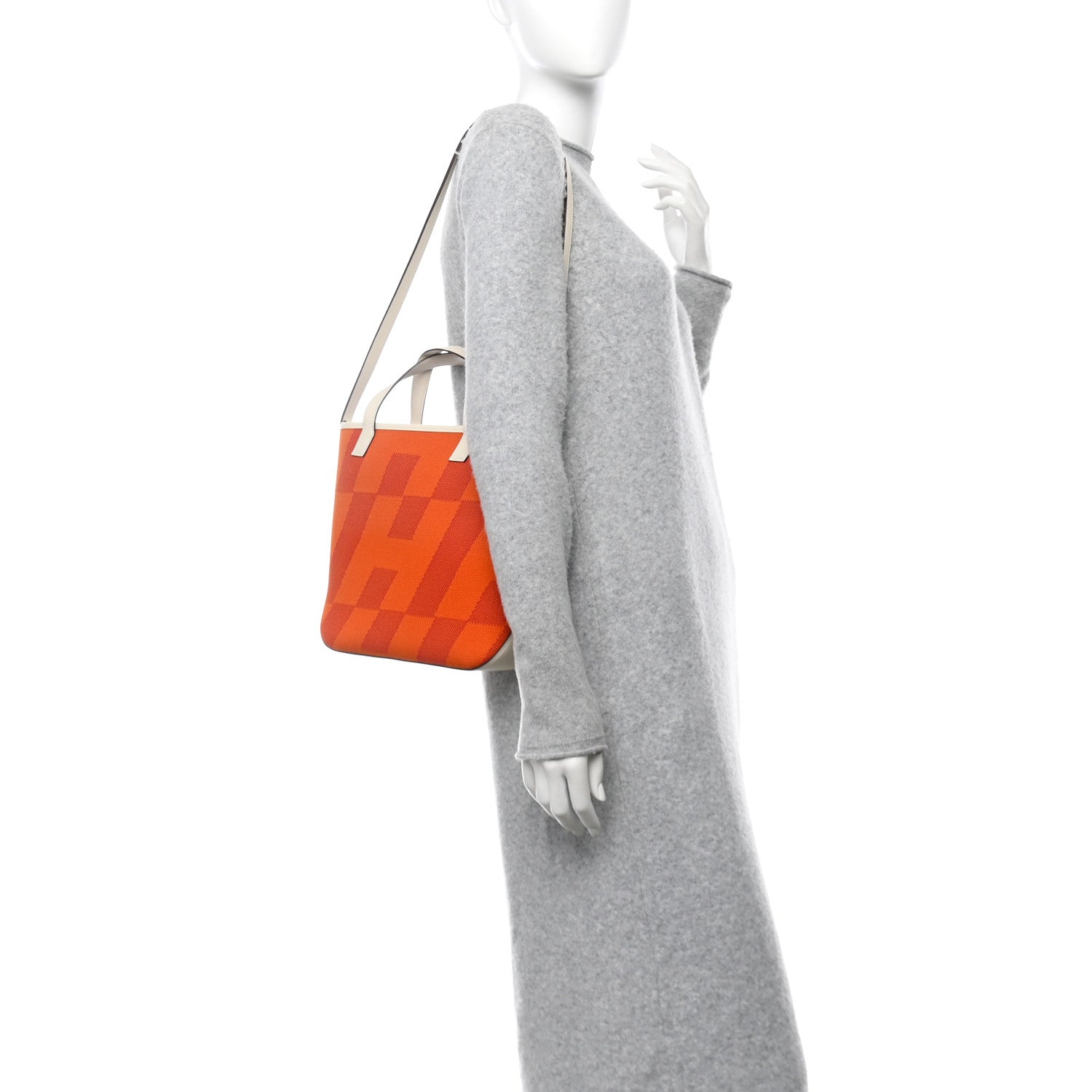 Hermes Swift H Canvas Cabas H En Biais 27 Feu Framboise Nata 2 of 11