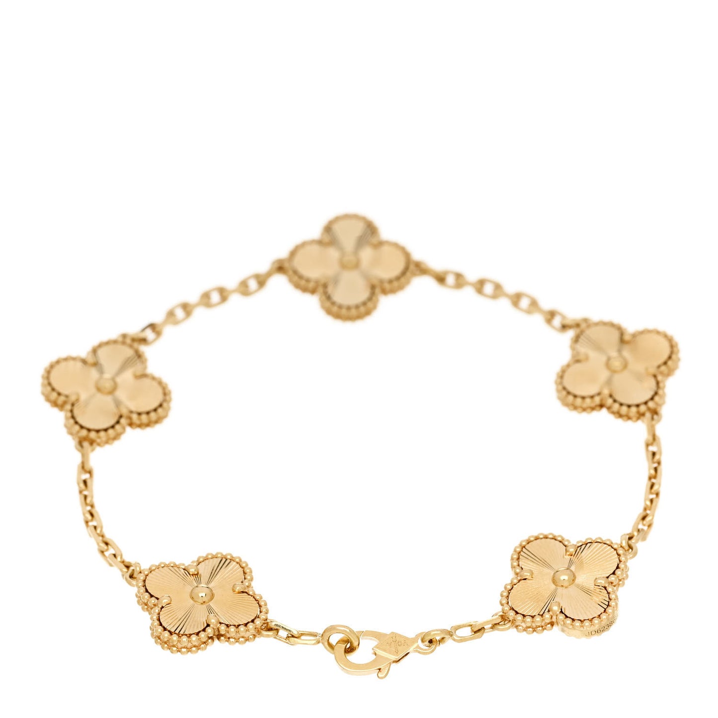 18K Yellow Gold 5 Motifs Guilloche Vintage Alhambra Bracelet