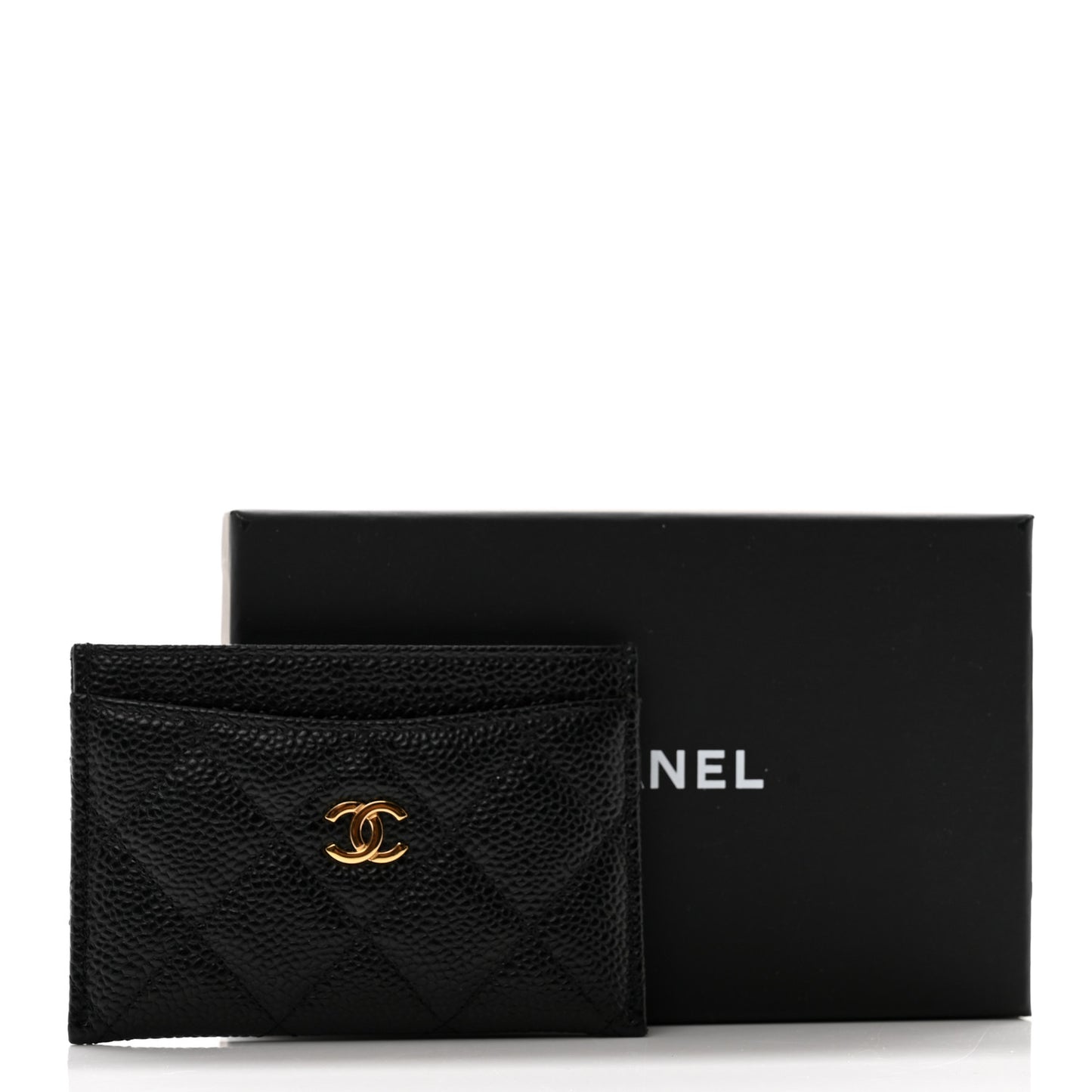 Caviar Quilted Card Holder Black