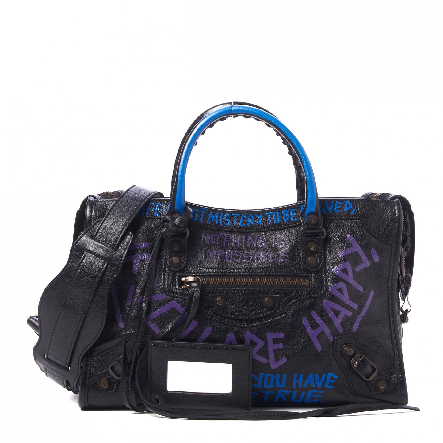 Agneau Arena Graffiti All Over Classic Hardware S City Black Bleu Violet