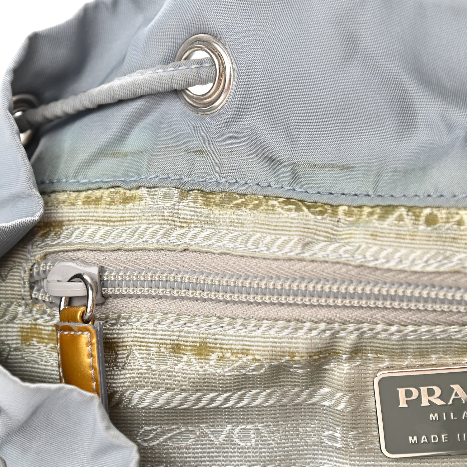 Prada Nylon Vela Patent Backpack Argento 8 of 17