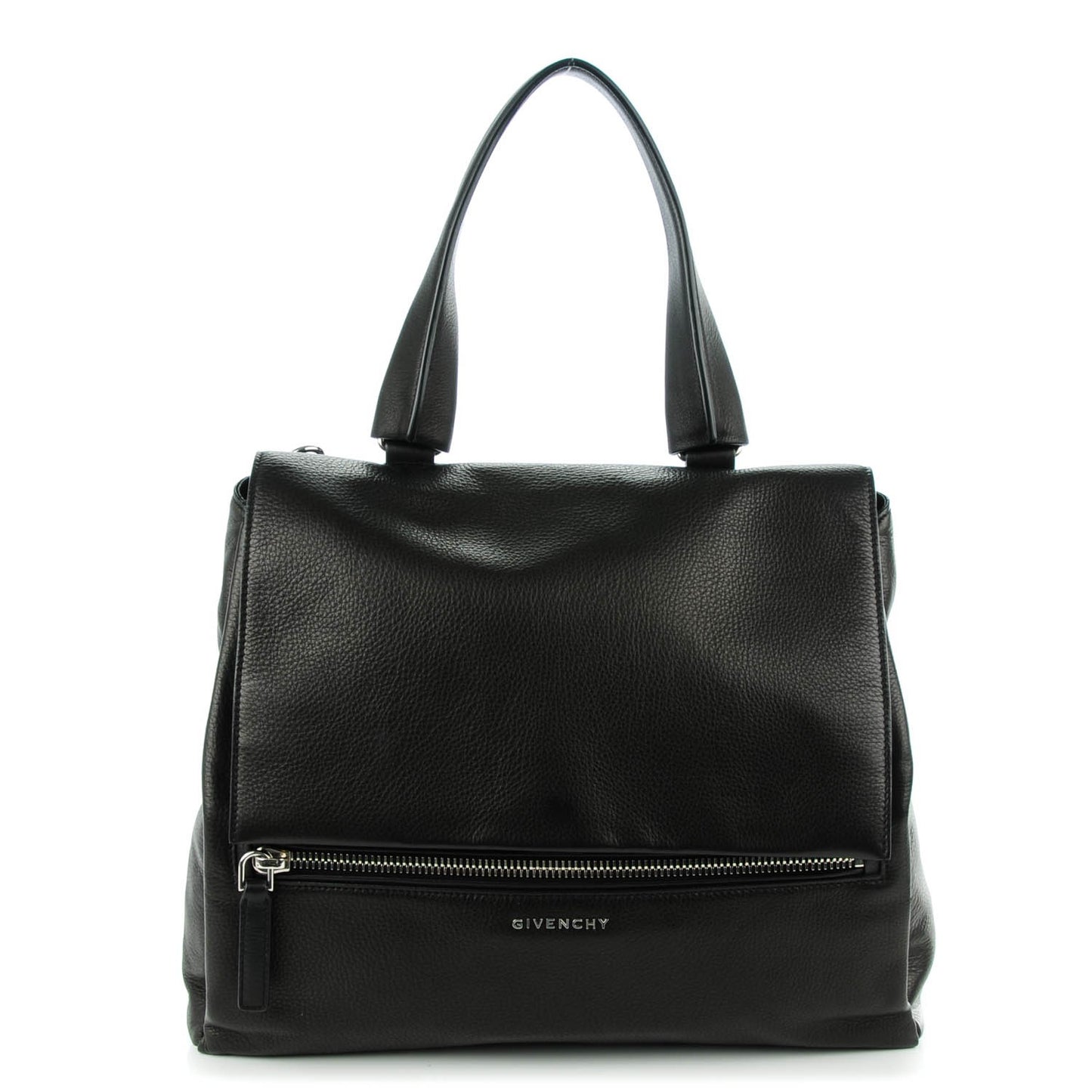 Waxy Grained Calfskin Medium Pandora Pure Flap Bag Black
