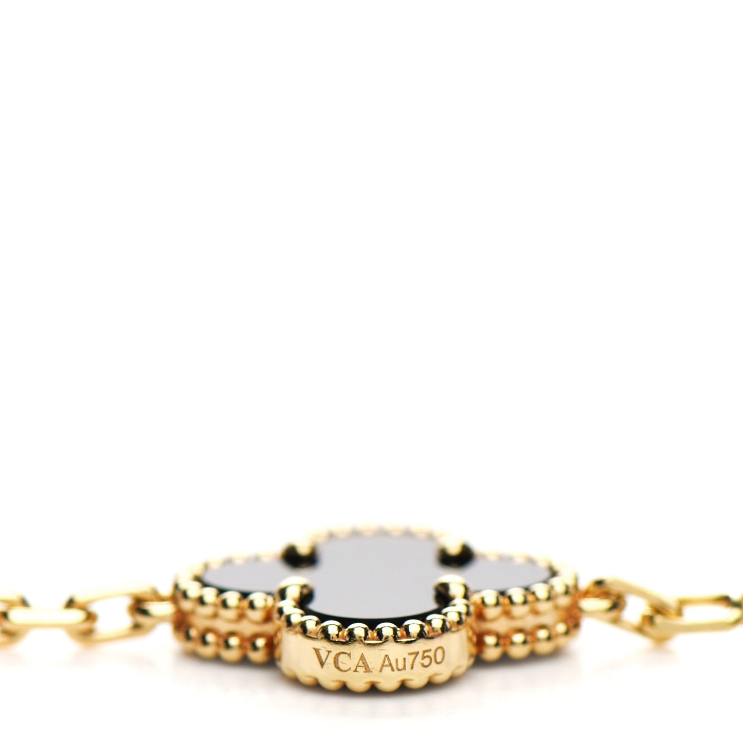 18K Yellow Gold Black Onyx 5 Motifs Vintage Alhambra Bracelet