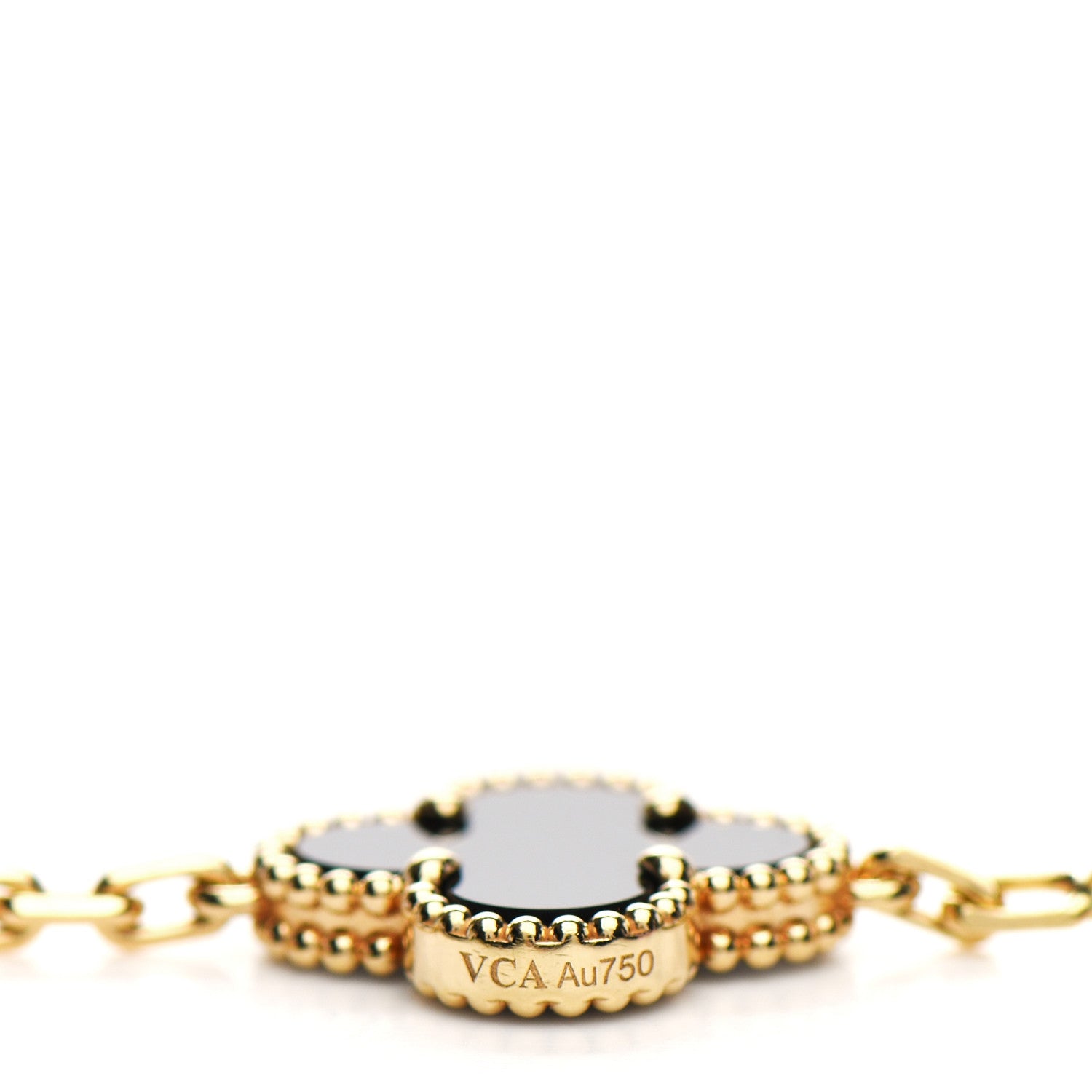 Van Cleef & Arpels 18K Yellow Gold Black Onyx 5 Motifs Vintage Alhambra Bracelet 4 of 6