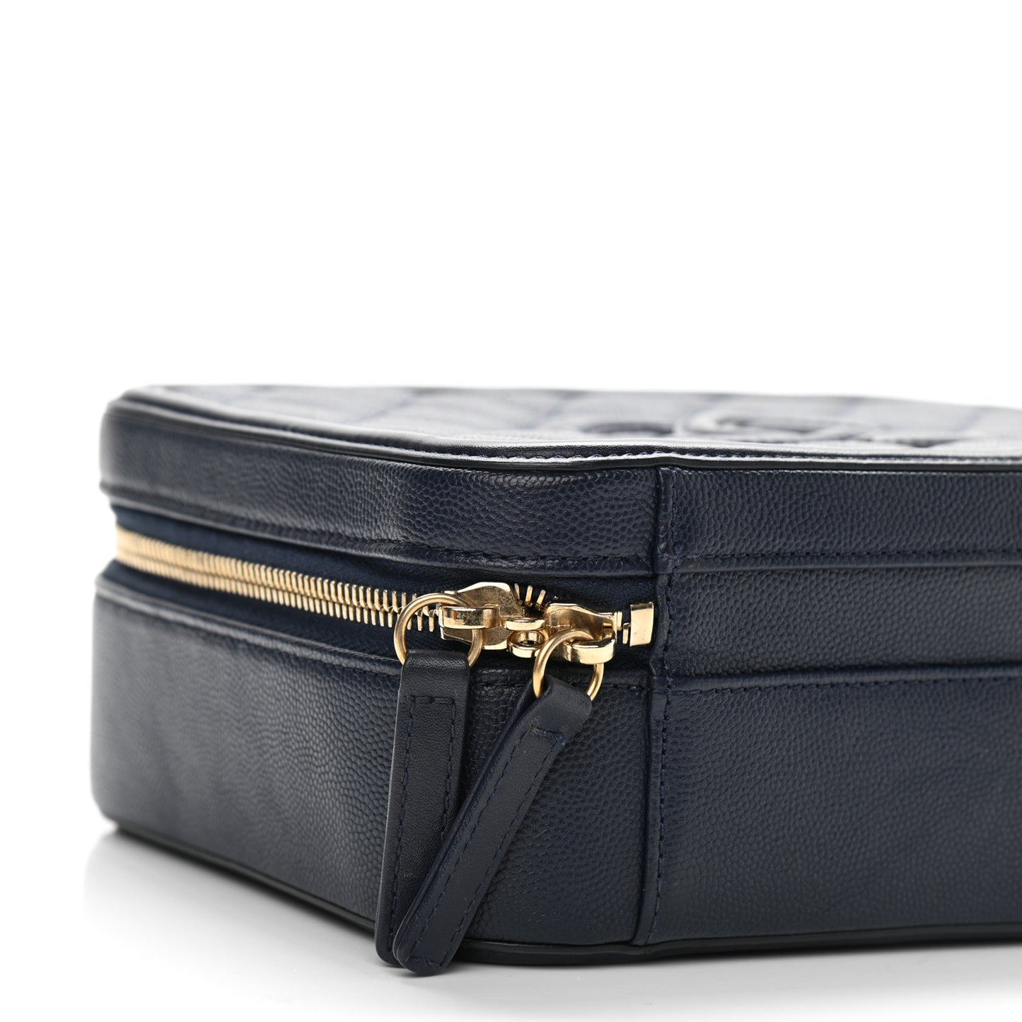 Caviar Quilted Medium CC Filigree Vanity Case Navy